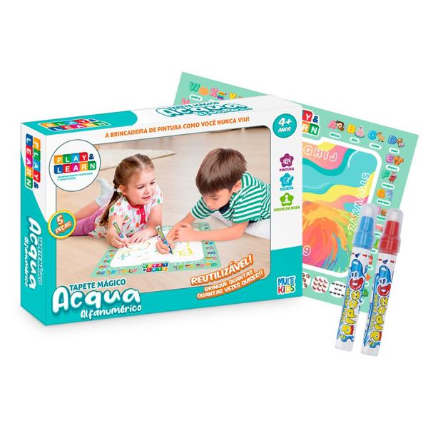 Tapete Mágico Acqua Play & Learn, Alfanuméricom 32 x 44cm, BR1745, Multikids - CX 1 UN