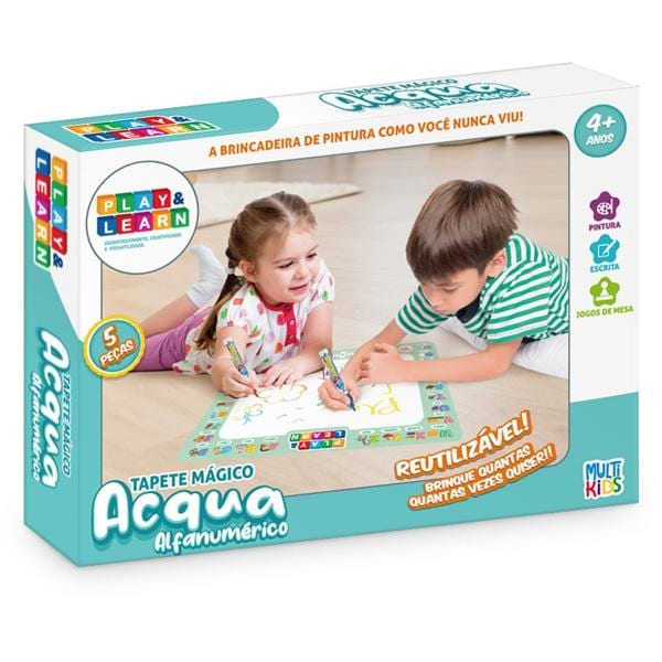 Tapete Mágico Acqua Play & Learn, Alfanuméricom 32 x 44cm, BR1745, Multikids - CX 1 UN