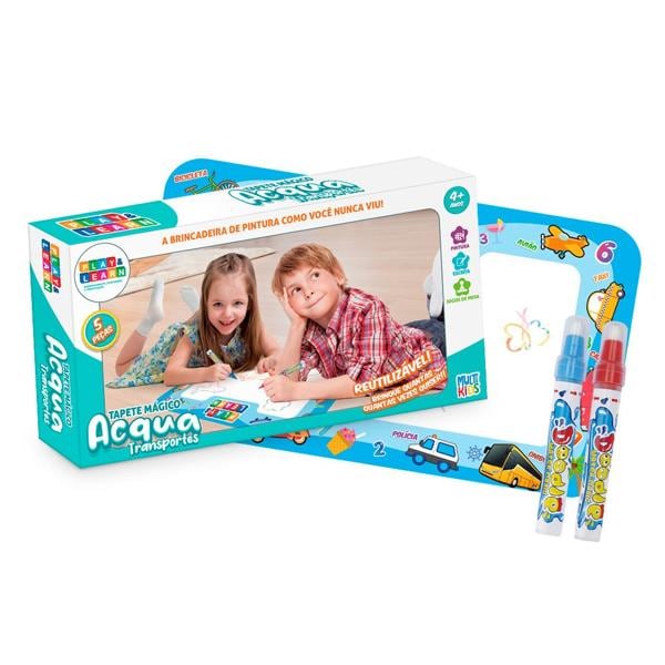 Tapete Mágico Acqua Play & Learn, Transportes,63,5 x 38cm, Multikids - CX 1 UN