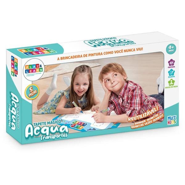 Tapete Mágico Acqua Play & Learn, Transportes,63,5 x 38cm, Multikids - CX 1 UN