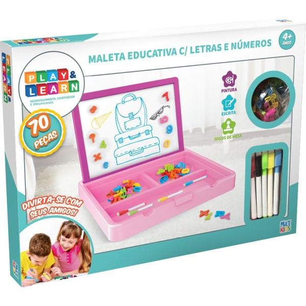 Maleta educativa letras e números, Play&Learn, BR1793, Multikids - CX 1 UN