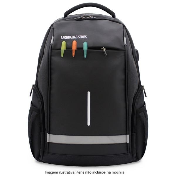 Mochila p/notebook até 15" em poliéster A9029 Baohua PT 1 UN