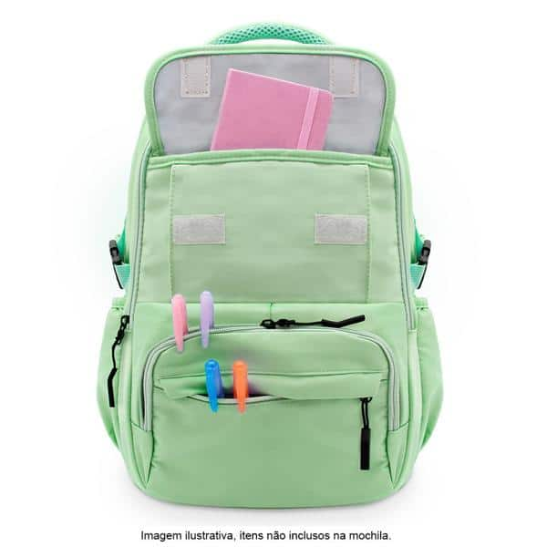 Mochila p/notebook até 15" em poliéster verde pastel Baohua PT 1 UN