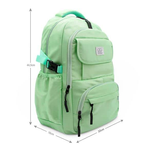 Mochila p/notebook até 15" em poliéster verde pastel Baohua PT 1 UN