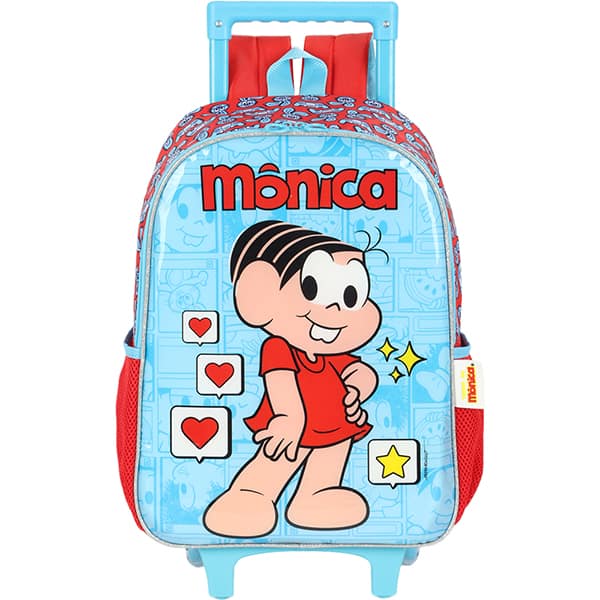 Mochila Escolar Infantil de Rodinhas Turma da Mônica Azul IC41312MN Luxcel - PT 1 UN