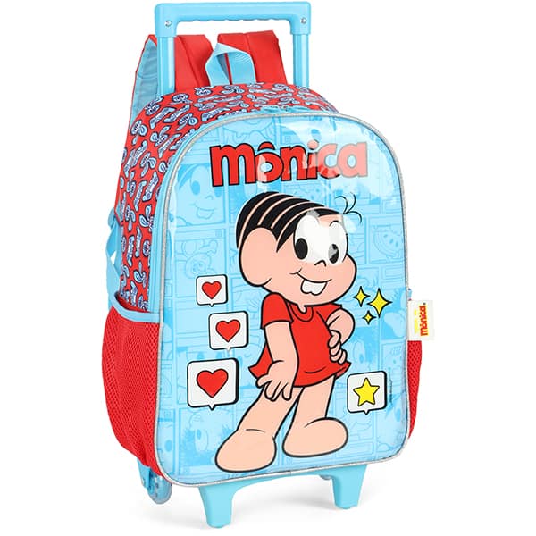 Mochila Escolar Infantil de Rodinhas Turma da Mônica Azul IC41312MN Luxcel - PT 1 UN