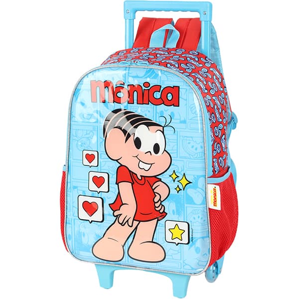 Mochila Escolar Infantil de Rodinhas Turma da Mônica Azul IC41312MN Luxcel - PT 1 UN