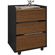 Gaveteiro 3 gavetas com rodizio, cor nogueira caiena/preto, Caemmun - CX 1 UN Gaveteiro 3 gavetas com rodizio, cor nogueira caiena/preto, Caemmun - CX 1 UN