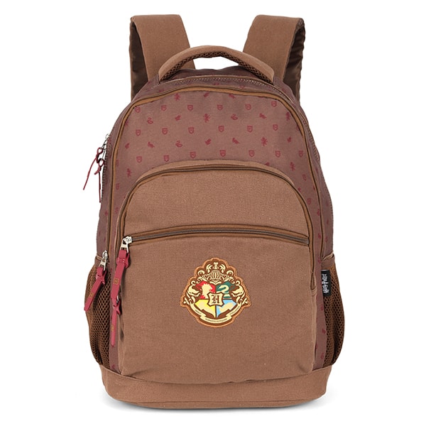 Mochila escolar em poliéster, Harry Potter, Marrom, MJ47626HP, Luxcel - PT 1 UN