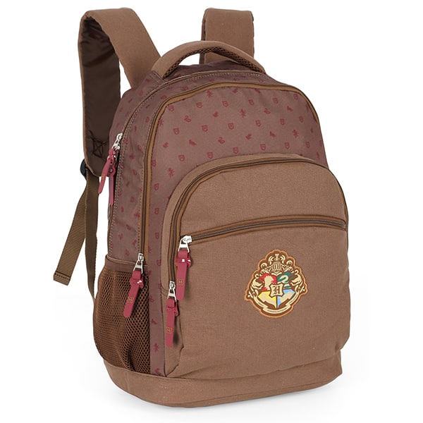 Mochila escolar em poliéster, Harry Potter, Marrom, MJ47626HP, Luxcel - PT 1 UN