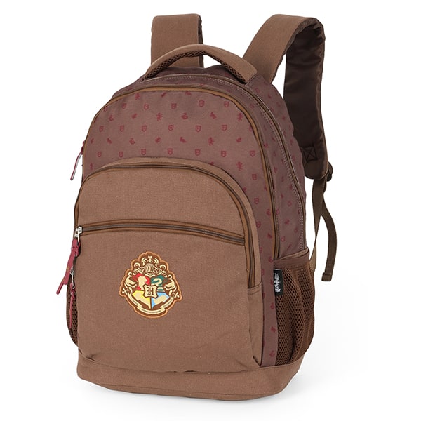 Mochila escolar em poliéster, Harry Potter, Marrom, MJ47626HP, Luxcel - PT 1 UN