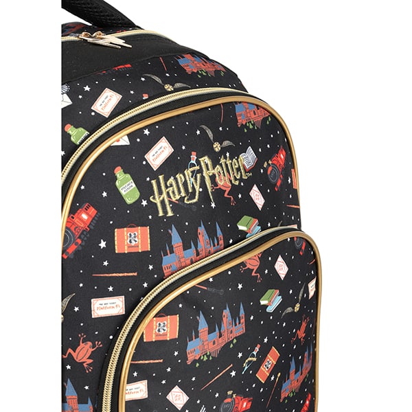 Mochila escolar em poliéster, Harry Potter, Preto, MJ47627HP, Luxcel - PT 1 UN