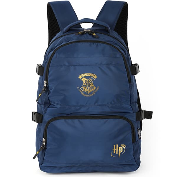 Mochila escolar em poliéster, Harry Potter, Azul, MJ47624HP, Luxcel - PT 1 UN