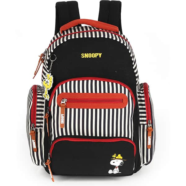 Mochila escolar em jeans, Snoopy, Preto, MJ47768SN, Luxcel - PT 1 UN