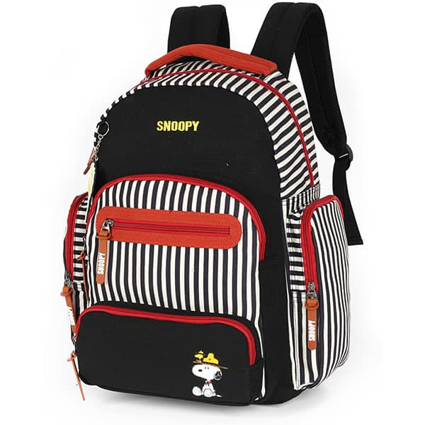 Mochila escolar em jeans, Snoopy, Preto, MJ47768SN, Luxcel - PT 1 UN