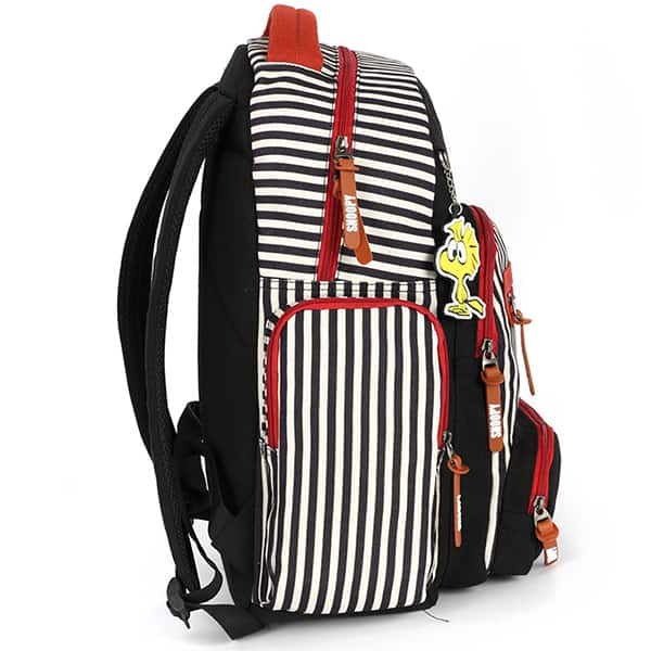 Mochila escolar em jeans, Snoopy, Preto, MJ47768SN, Luxcel - PT 1 UN