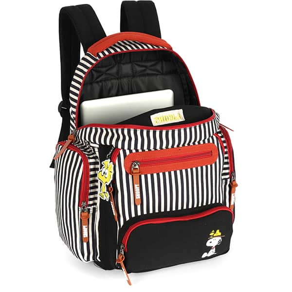 Mochila escolar em jeans, Snoopy, Preto, MJ47768SN, Luxcel - PT 1 UN