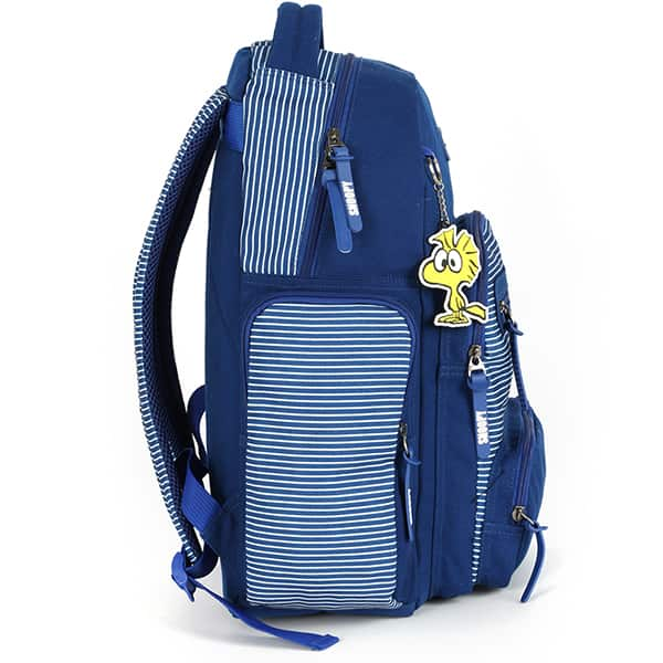 Mochila escolar em jeans, Snoopy, Azul, MJ47768SN, Luxcel - PT 1 UN