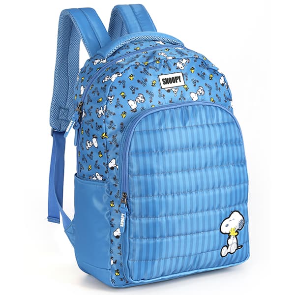 Mochila escolar em poliéster, Snoopy, Azul, MS47766SN, Luxcel - PT 1 UN