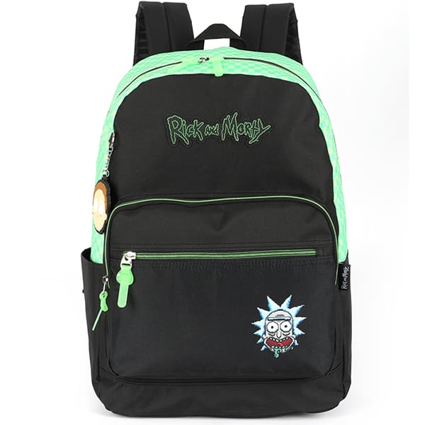 Mochila escolar em poliéster, Rick and Morty, Verde, MS47654RM, Luxcel - PT 1 UN