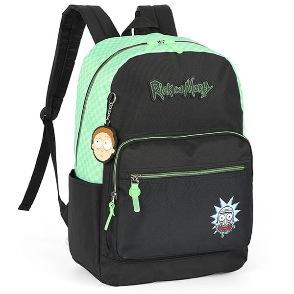 Mochila escolar em poliéster, Rick and Morty, Verde, MS47654RM, Luxcel - PT 1 UN