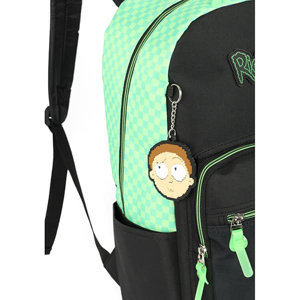 Mochila escolar em poliéster, Rick and Morty, Verde, MS47654RM, Luxcel - PT 1 UN