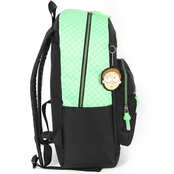 Mochila escolar em poliéster, Rick and Morty, Verde, MS47654RM, Luxcel - PT 1 UN