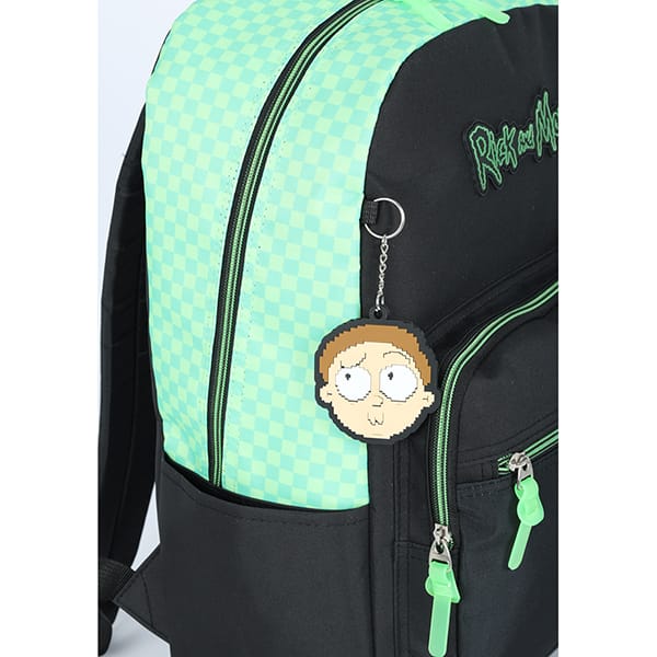 Mochila escolar em poliéster, Rick and Morty, Verde, MS47654RM, Luxcel - PT 1 UN