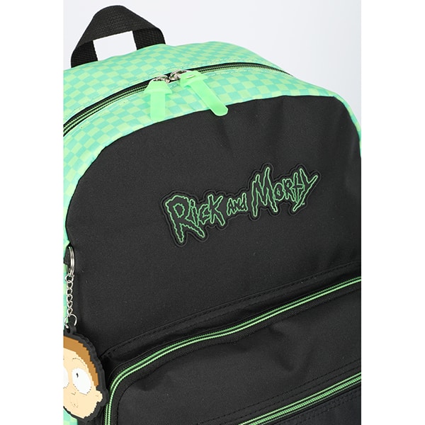 Mochila escolar em poliéster, Rick and Morty, Verde, MS47654RM, Luxcel - PT 1 UN