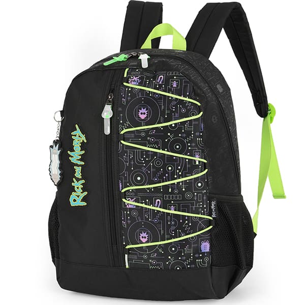 Mochila escolar em poliéster, Rick and Morty, Preto, MS47654RM, Luxcel - PT 1 UN