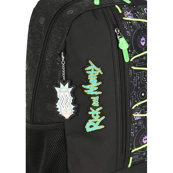 Mochila escolar em poliéster, Rick and Morty, Preto, MS47654RM, Luxcel - PT 1 UN