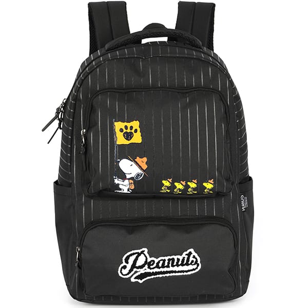 Mochila escolar em poliéster, Snoopy, Preto, MS47771SN, Luxcel - PT 1 UN