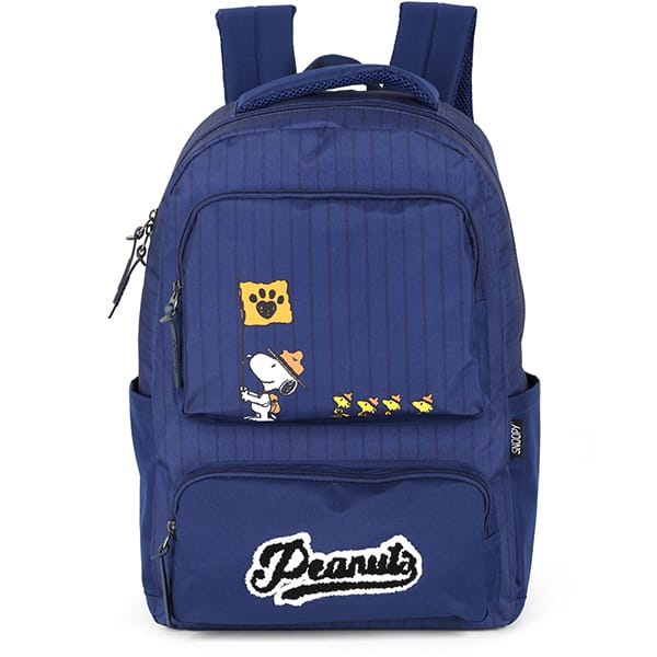 Mochila escolar em poliéster, Snoopy, Azul, MS47771SN, Luxcel - PT 1 UN