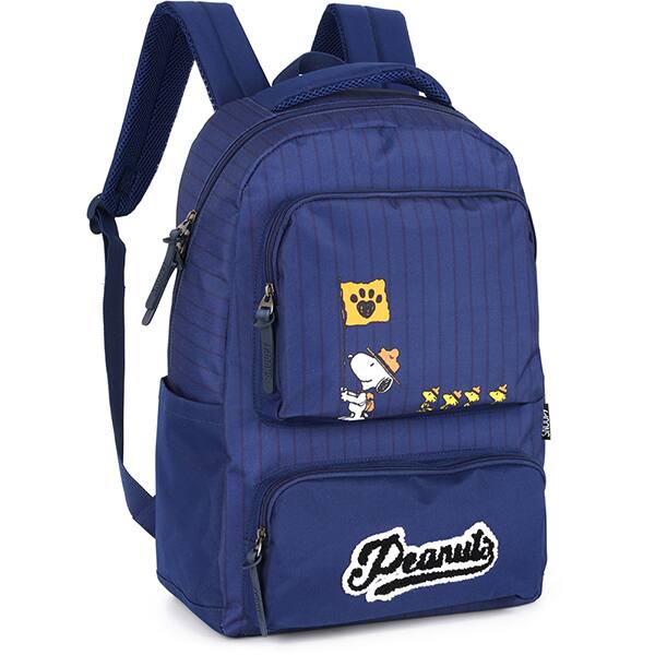 Mochila escolar em poliéster, Snoopy, Azul, MS47771SN, Luxcel - PT 1 UN