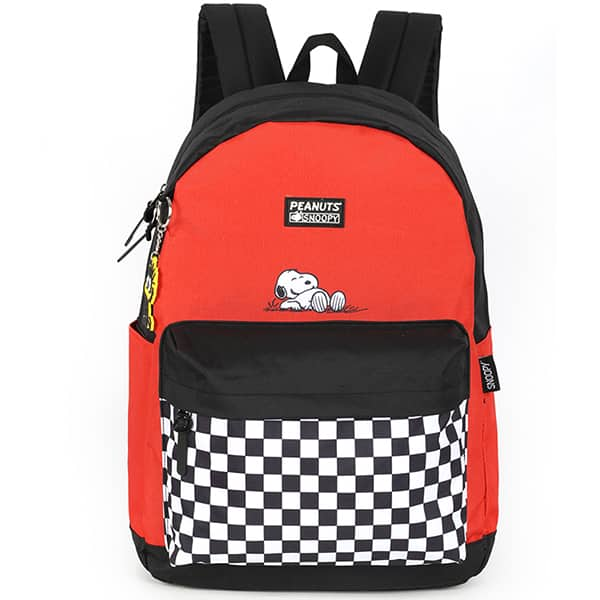 Mochila escolar em poliéster, Snoopy, Vermelho, MS47761SN, Luxcel - PT 1 UN