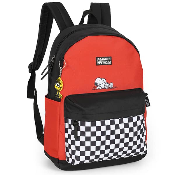 Mochila escolar em poliéster, Snoopy, Vermelho, MS47761SN, Luxcel - PT 1 UN