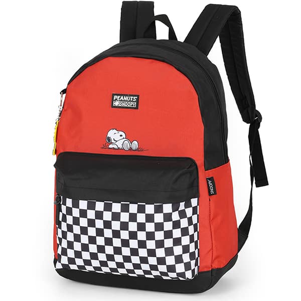 Mochila escolar em poliéster, Snoopy, Vermelho, MS47761SN, Luxcel - PT 1 UN