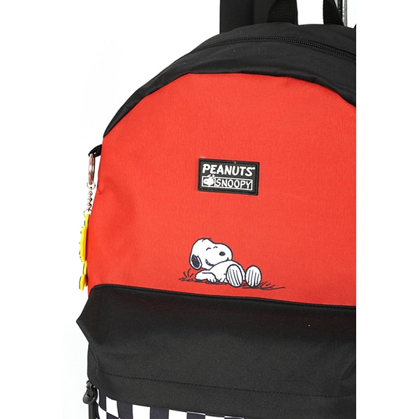 Mochila escolar em poliéster, Snoopy, Vermelho, MS47761SN, Luxcel - PT 1 UN