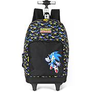 Mochila escolar com rodas, Sonic, Preto, MC47532SO, Luxcel - PT 1 UN