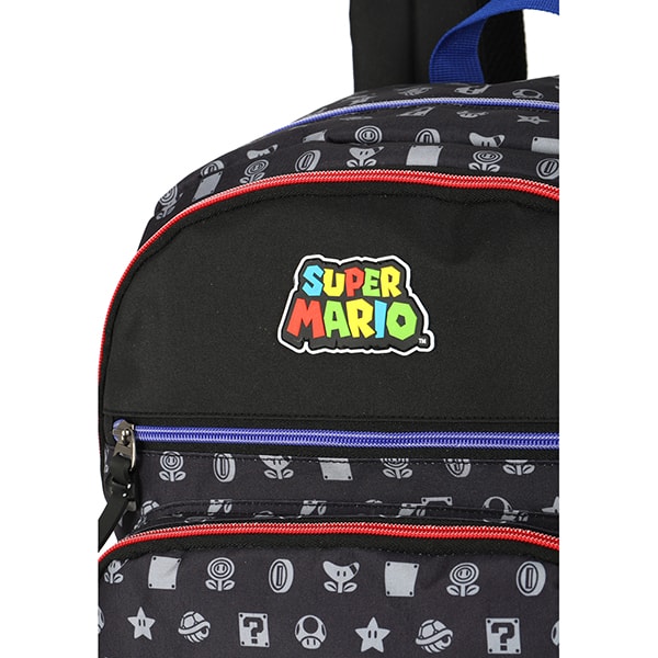 Mochila escolar em poliéster, Super Mario, Preto, MJ47577MO, Luxcel - PT 1 UN