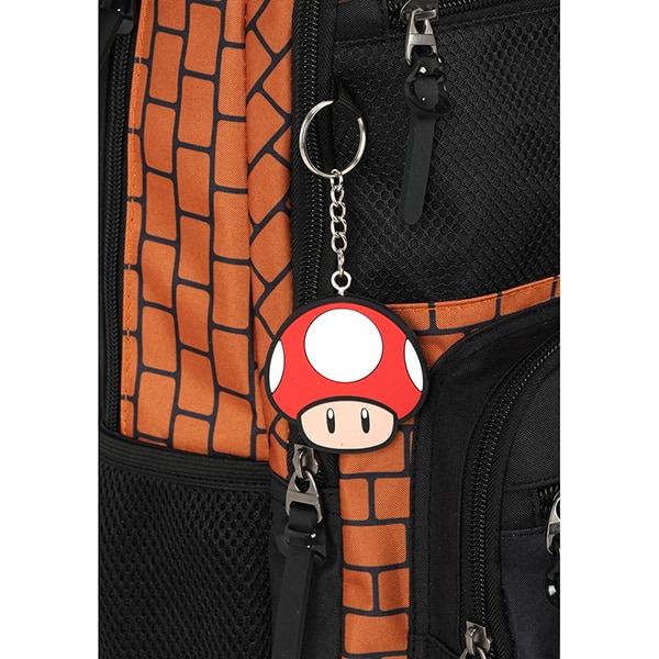 Mochila escolar em poliéster, Super Mario, Marrom, MJ47577MO, Luxcel - PT 1 UN