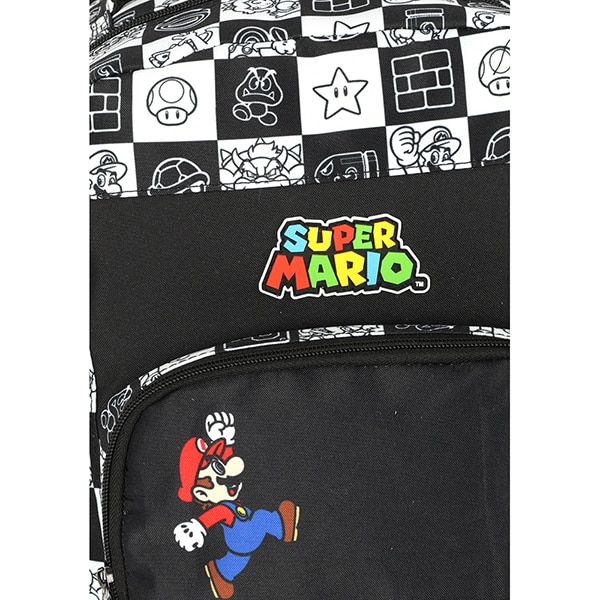 Mochila escolar em poliéster, Super Mario, Preto, MS47561MO, Luxcel - PT 1 UN