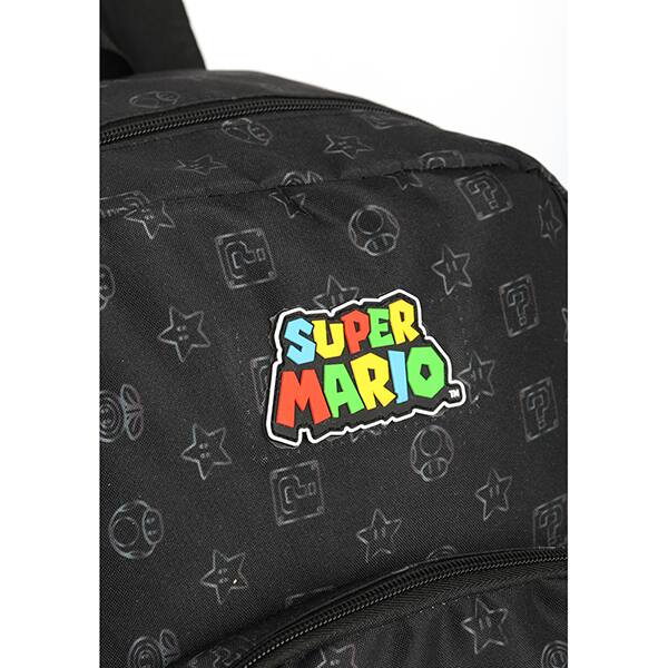 Mochila escolar em poliéster, Super Mario, Preto, MS47570MO, Luxcel - PT 1 UN