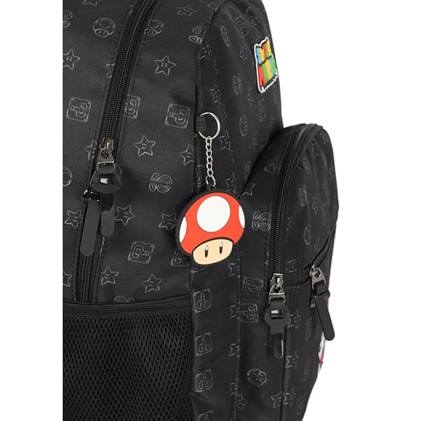 Mochila escolar em poliéster, Super Mario, Preto, MS47570MO, Luxcel - PT 1 UN