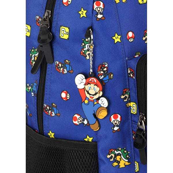 Mochila escolar em poliéster, Super Mario, Azul, MS47570M, Luxcel - PT 1 UN