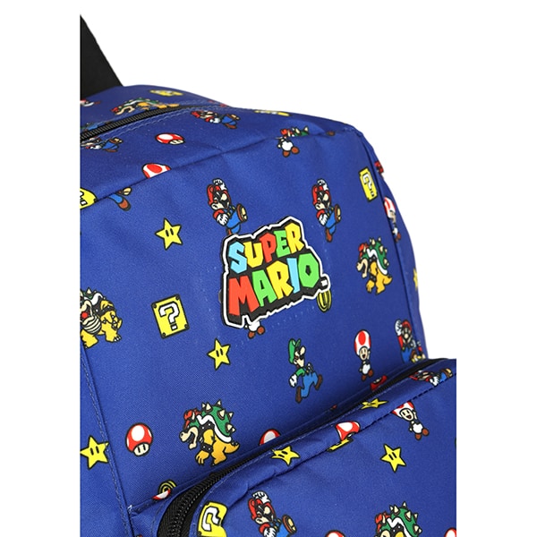 Mochila escolar em poliéster, Super Mario, Azul, MS47570M, Luxcel - PT 1 UN