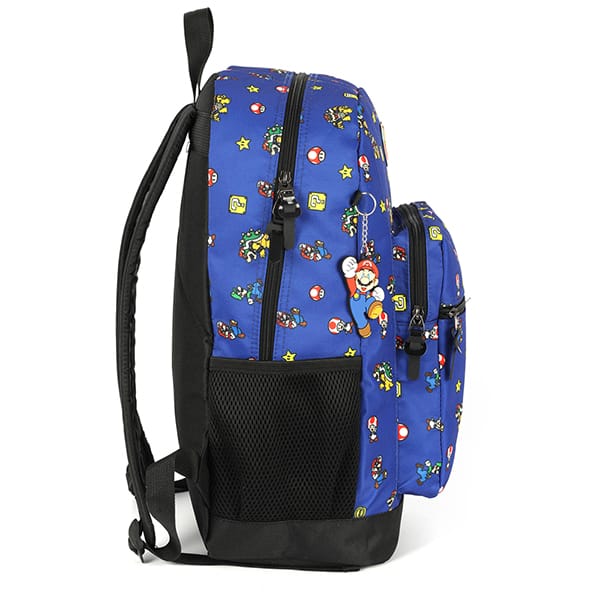 Mochila escolar em poliéster, Super Mario, Azul, MS47570M, Luxcel - PT 1 UN