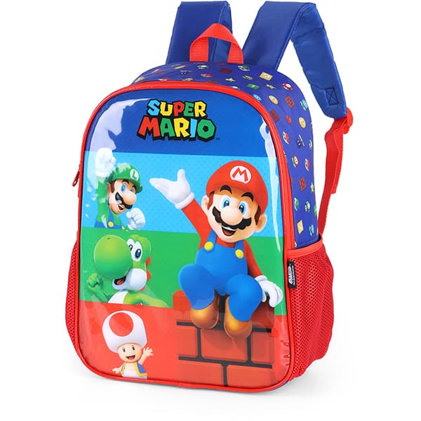 Mochila escolar em poliéster, Super Mario, Vermelho, IS41381MO, Luxcel - PT 1 UN