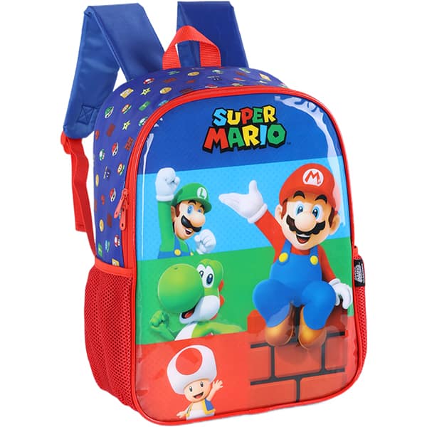 Mochila escolar em poliéster, Super Mario, Vermelho, IS41381MO, Luxcel - PT 1 UN