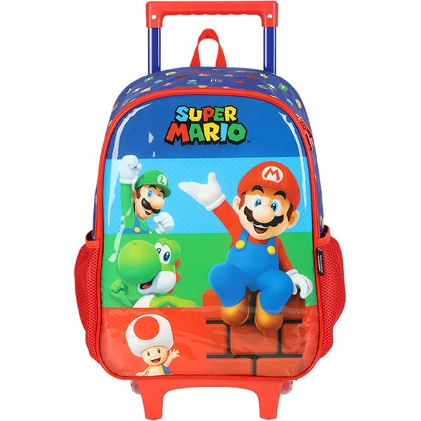 Mochila escolar com rodas, Super Mario, Vermelho, IC41382MO, Luxcel - PT 1 UN